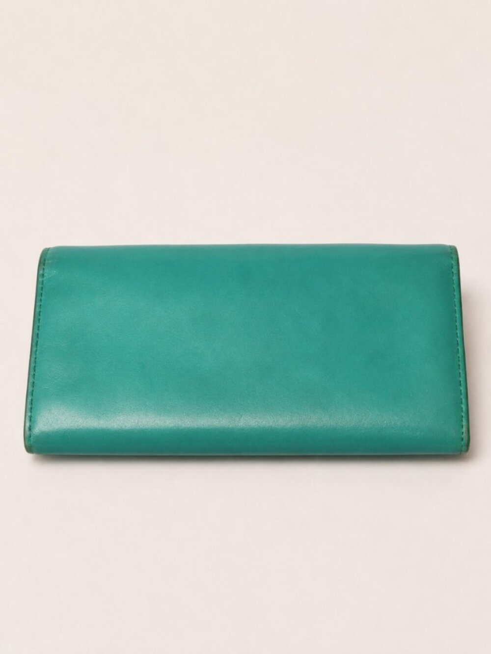 Tory Burch Green Leather Bow Continental Envelope Wallet Blue Enamel Bow - Picture 3 of 9